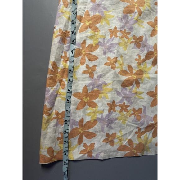 Quiksilver Kara Floral Cut Out Dress Womens Small Off White Puff Sleeve Linen - Picture 14 of 15